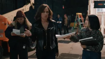 Elie Tahari Malinda Faux Leather Jacket worn by Regina Coburn (Laurie Metcalf) as seen in Elsbeth (S02E08)