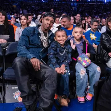 Chrome Hearts Deep Blue Denim Cross Patch Shirt worn by A Boogie wit da Hoodie on the Instagram account @aboogievsartist