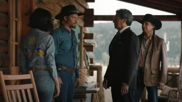 Wrangler Men's Dark Denim Solid Long Sleeve Snap Western Shirt worn by Kayce Dutton (Luke Grimes) as seen in Yellowstone (S05E14)