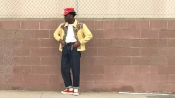 GOLF le FLEUR* Yellow Floral Tapestry Panel Jacket worn by Tyler, The Creator in THAT GUY