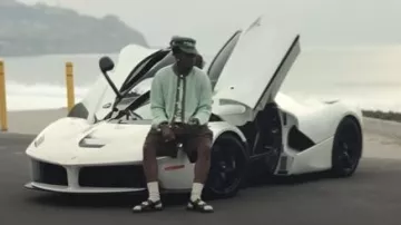 GOLF le FLEUR* Mint Green Button-Up Cardigan worn by Tyler, The Creator in THAT GUY