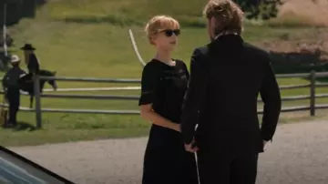 Reformation Woodson Dress worn by Beth Dutton (Kelly Reilly) as seen in Yellowstone (S05E14)