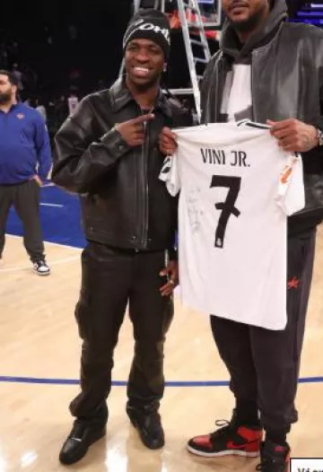 Amiri Black Leather 'MA Quad' Work Jacket worn by Vinícius Júnior on the Instagram account @vinijr