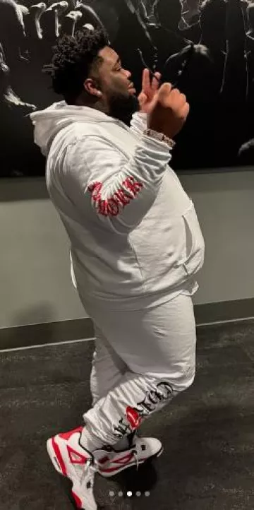 Chrome Hearts x Rolling Stone White Side Logo Sweatpants worn by Rod Wave on the Instagram account @rodwave