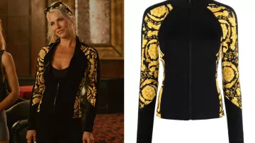 Yellow Black Zip Jacket of Angela Norris (Ali Larter) in Landman (S01E09)