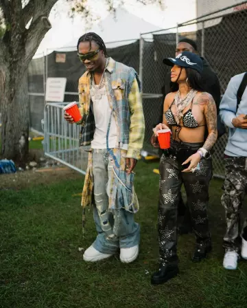 Cease and Desist Multicolor Studded Peace Sign 'Rework' Flannel Shirt worn by Lil Tjay on the Instagram account @liltjay
