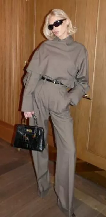 Hermes 1964 Dark Brown Kelly Bag worn by Elsa Hosk on her Instagram on January 4, 2025