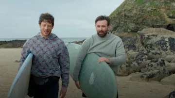 Stussy Vintage Burly Hoodie worn by Pete Riley (James Norton) as seen in Playing Nice (S01E01)