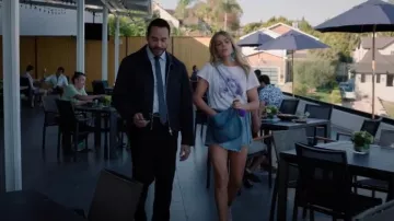 Clare V Moyen Messenger Bright Navy Puffy Woven worn by Morgan Gillory (Kaitlin Olson) as seen in High Potential (S01E08)