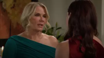 Alexis Bittar Pave Checkerboard Chain Drop Post Earring worn by  Brooke Logan(Katherine Kelly Lang) as seen in The Bold and the Beautiful on December 26, 2024