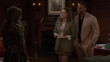 Treasure & Bond Herringbone Tweed Miniskirt worn by  Hope Logan (Annika Noelle) as seen in The Bold and the Beautiful on December 26, 2024