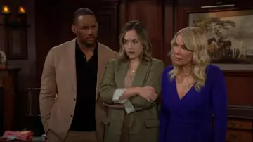 Chiara Boni La Petite Robe Bodycon Ruffle Midi Dress worn by Brooke Logan (Katherine Kelly Lang) as seen in The Bold and the Beautiful on December 26, 2024
