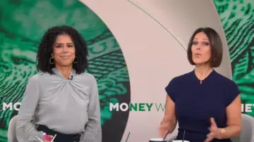 Emporio Armani Robe midi en tricot côtelé à col montant portée par Dana Jacobson comme on le voit dans CBS Mornings le 3 janvier 2025