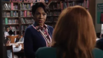 Kate Spade Colorblock Cashmere Cardigan worn by Barbara Howard (Sheryl Lee Ralph) as seen in Abbott Elementary (S04E09)