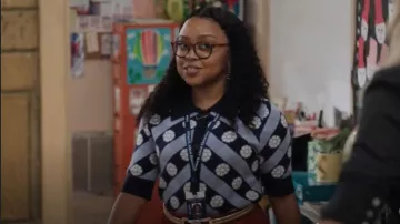 Maeve The Kinsley Collared Cropped Cardigan Sweater worn by Janine Teagues (Quinta Brunson) as seen in Abbott Elementary (S04E09)