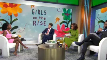 Patou Corsage Belted Mini Dress worn by Amanda Gorman as seen in CBS Mornings on January 7, 2025