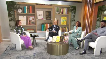 Stine Goya Floral Print Gathered Top worn by Sarah Gelman as seen in CBS Mornings on January 8, 2025