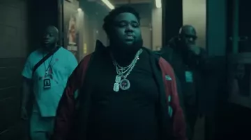 Martine Rose Red & Black Fringed Track Jacket worn by Rod Wave in Rod Wave - Westside Connection (Official Video)