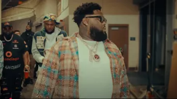 Satoshi Nakamoto Red 'Shattered Glass' Flannel Shirt worn by Rod Wave in Rod Wave - Westside Connection (Official Video)