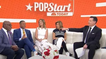 Leo Lin Cleo Applique Sleeveless Midi Dress in Vanilla worn by Savannah Guthrie as seen in Today on January 8, 2025