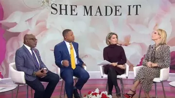 Vestido de suéter de cuello alto Eliza J usado por Dylan Dreyer como se ve en Today el 8 de enero de 2025