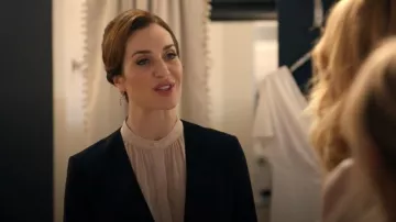 Peggy Li Triangle Cage Earrings worn by Sally (Jana Benoit) as seen in Virgin River (S06E01)