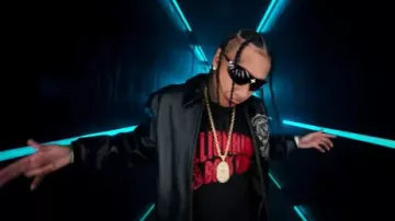 Pelle Pelle Black Embellished 45th Collectors Series Jacket worn by Tyga in Tyga - Slave (Official Video)