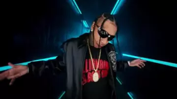 Billionaire Boys Club Black & Red 'Classic Curve' Logo T-Shirt worn by Tyga in Tyga - Slave (Official Video)