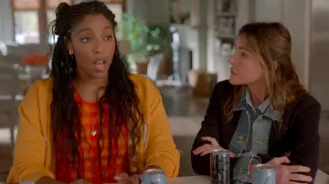 La DoubleJ Pineapple-Print Cardigan worn by Gaby (Jessica Williams) as seen in Shrinking (S02E11)