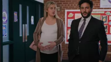Ricki's Open Pinstriped Cardigan worn by Laurel (Alison Deon) as seen in Children Ruin Everything (S04E09)