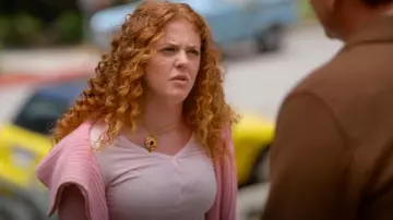 House Of Sunny Double Peggy Collar Cardigan worn by Summer (Rachel Stubington) as seen in Shrinking (S02E12)