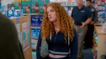 Louis Vuitton Blue Monogram Denim Baggy PM Shoulder Bag worn by Summer (Rachel Stubington) as seen in Shrinking (S02E12)