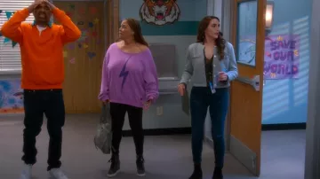 Allsaints Fleur De Lis East West Smoke Gray Suede Leather Whipstitch Tote Bag worn by Regina Upshaw (Kim Fields) as seen in The Upshaws (S06E02)