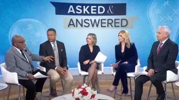 Vince Camuto Vestido ajustado de crepé elástico de manga larga con cuello en V usado por Dylan Dreyer como se ve en Today el 10 de enero de 2025