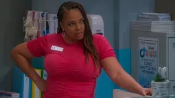 Nina Parker Trendy Plus Size Ruched Knit Top worn by Regina Upshaw (Kim Fields) as seen in The Upshaws (S06E02)