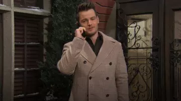 Reiss Bergamoo Coat in Oatmeal Check worn by  Kyle Abbott(Michael Mealor) as seen in The Young and the Restless on January 10, 2025