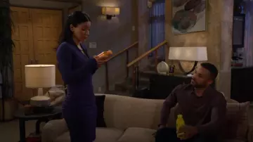 Susana Monaco Gathered Long Sleeve Dress worn by  Audra Charles(Zuleyka Silver) as seen in The Young and the Restless on January 13, 2025