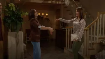 Veronica Beard Carson Jeans in Stone Army worn by Steffy Forrester(Jacqueline MacInnes Wood) as seen in The Bold and the Beautiful on January 10, 2025