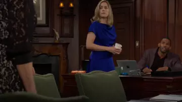 Rickie Freeman for Teri Jon Pleated Hammered Satin Midi Dress worn by  Hope Logan(Annika Noelle) as seen in The Bold and the Beautiful on January 10, 2025