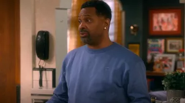 Champion Authentic Men’s Blue Pullover Sweatshirt worn by Bernard Upshaw (Mike Epps) as seen in The Upshaws (S06E03)