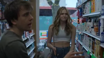 Sandro Cropped Striped Jumper worn by Cece Brewer (Jayden Bartels) as seen in Goosebumps(S02E01)