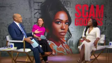 Maje Sequin Knit Midi Dress in Beige worn by Laci Mosley as seen in Good Morning America on January 10, 2025