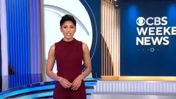 Combinaison sans manches sans manches Corinne noire portée par Jericka Duncan, vue dans CBS Evening News le 13 janvier 2025