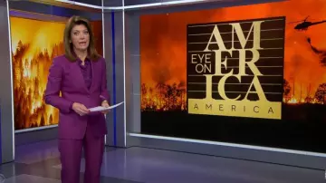 Pantalon double tissu en laine et soie Max Mara porté par Norah O’Donnell tel qu’on le voit dans CBS Evening News le 13 janvier 2025