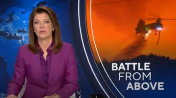 Blazer à double tissu en laine et soie Max Mara porté par Norah O’Donnell tel qu’on le voit dans CBS Evening News le 13 janvier 2025