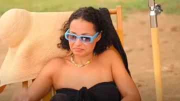 Elisa Johnson Gigi 54MM Lunettes de soleil rectangulaires portées par Sai Da Silva comme on le voit dans The Real Housewives of New York City (S15E14)