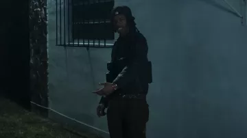 Louis Vuitton Chaqueta utilitaria de cuero negra con monograma usada por Lil Baby en Lil Baby - By Myself Feat Rod Wave & Rylo Rodriguez (Video musical oficial)