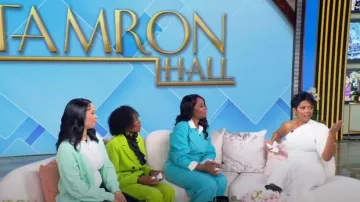 Alaia Asym Ray Wool Asym Vestido midi asimétrico usado por Tamron Hall como se vio en el desfile de Tamron Hall el 10 de enero de 2025