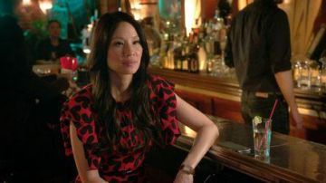 Dress red and black silk Lucy Liu in Elementary
