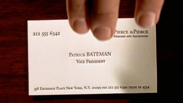 La carte de visite de Patrick Bateman (Christian Bale) dans American Psycho